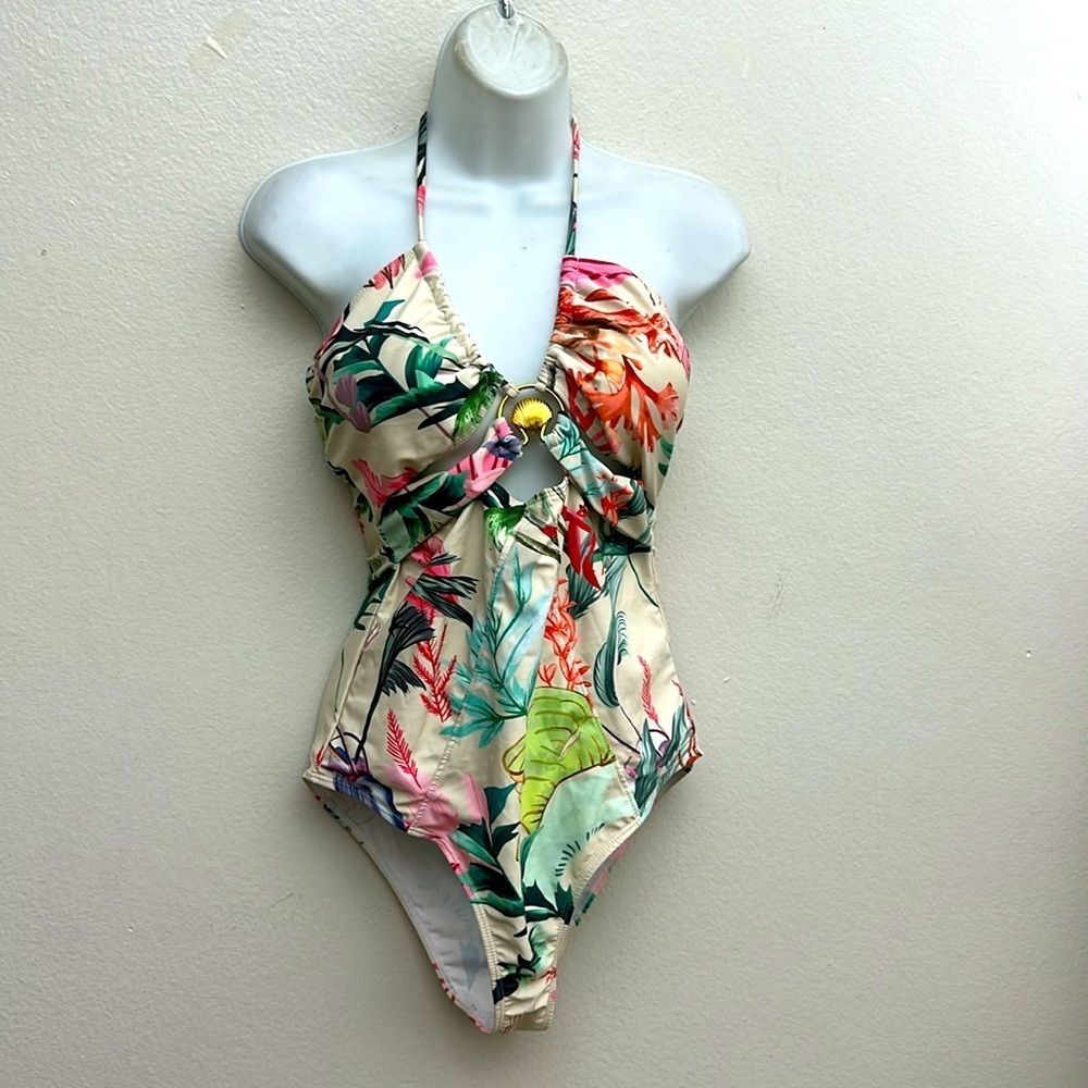 Tropical Print Halter Swimwear - Picture 4 of 7